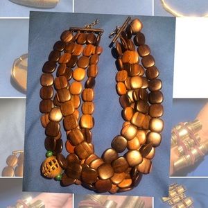 Wood bead choker necklace